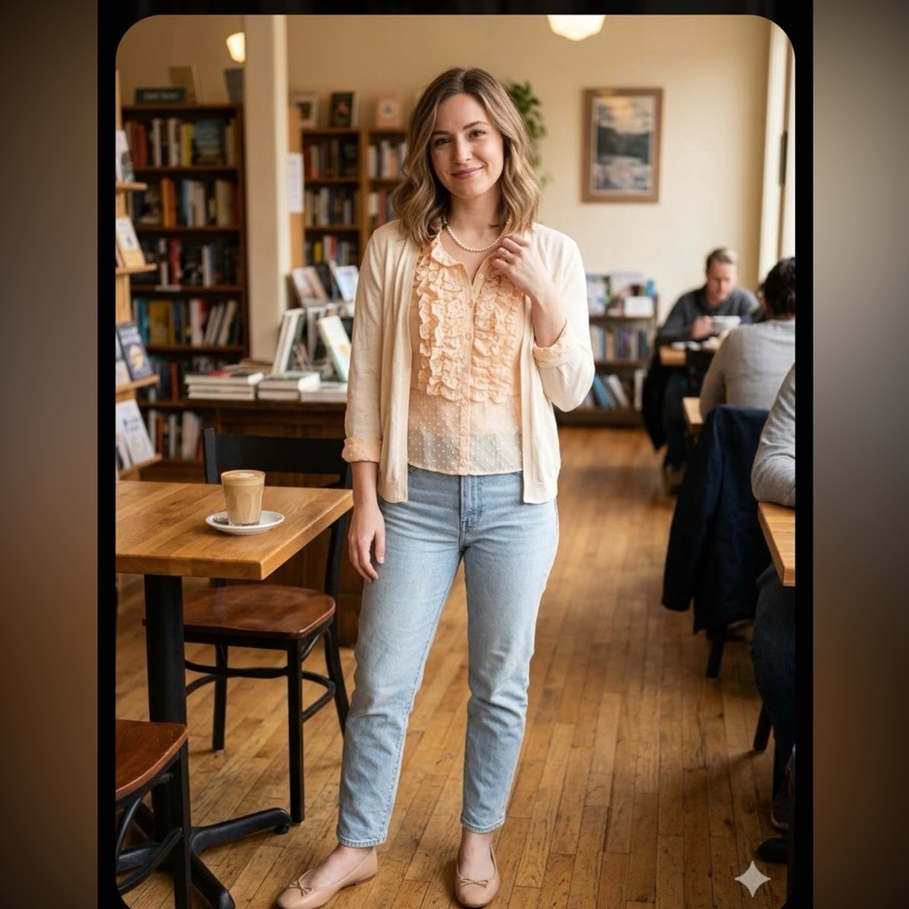 J. Crew Ivory Ruffle Top
